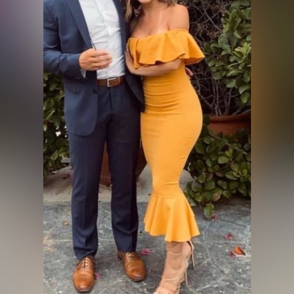 Fashion Nova Mustard One Shoulder Dress - Picture 2 of 8